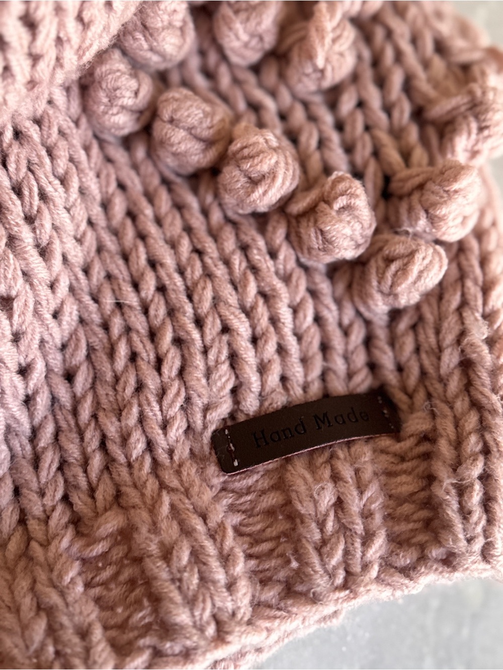 Wishlist Handmade Heart Pom-Pom Chunky Knit Sweater Dusty Rose - Size M/L - Picture 6 of 8